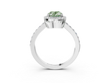 White gold Fancy Green Oval  Cut Halo Diamond Ring with Pave Band and Four-Prong Setting_27