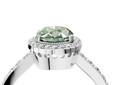 White gold Fancy Green Oval  Cut Halo Diamond Ring with Pave Band and Four-Prong Setting_28