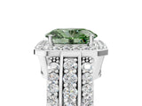 White gold Fancy Green Oval Cut Halo Diamond Ring with Split Shank and Four-Prong Setting_110