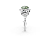 White gold Fancy Green Oval Cut Halo Diamond Split Shank Engagement Ring with Four-Prong Setting_2