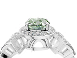 White gold Fancy Green Oval Cut Halo Diamond Split Shank Engagement Ring with Four-Prong Setting_4