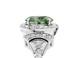 White gold Fancy Green Oval Cut Halo Diamond Split Shank Engagement Ring with Four-Prong Setting_5