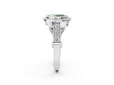 White gold Fancy Green Oval Cut Halo Diamond Split Shank Pave Ring_2