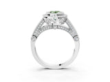 White gold Fancy Green Oval Cut Halo Diamond Split Shank Pave Ring_3