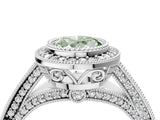 White gold Fancy Green Oval Cut Halo Diamond Split Shank Pave Ring_4