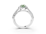White gold Fancy Green Oval Cut Halo Pavé Diamond Engagement Ring with Split Shank and Four-Prong Setting_6