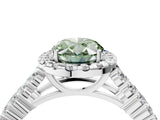 White gold Fancy Green Oval Cut Halo Pavé Diamond Engagement Ring with Split Shank and Four-Prong Setting_7