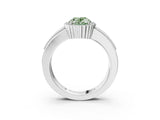 White gold Fancy Green Oval  Cut Halo Pave Band Four-Prong Ring_52