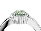 White gold Fancy Green Oval  Cut Halo Pave Band Four-Prong Ring_53