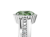 White gold Fancy Green Oval  Cut Halo Pave Band Four-Prong Ring_54