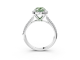 White gold Fancy Green Oval  Cut Halo Pave Band Four-Prong Setting Ring_40