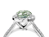 White gold Fancy Green Oval  Cut Halo Pave Band Four-Prong Setting Ring_41