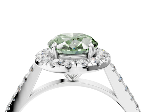 White gold Fancy Green Oval Cut Halo Pave Diamond Engagement Ring with Four-Prong Setting_4