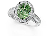 White gold Fancy Green Oval  Cut Halo Pave Split Shank Prong Setting Ring_33