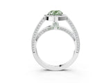 White gold Fancy Green Oval  Cut Halo Pave Split Shank Prong Setting Ring_35