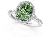 White gold Fancy Green Oval Cut Halo Round Diamond Pavé Band with Four-Prong Setting_16
