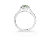 White gold Fancy Green Oval Cut Halo Round Diamond Pavé Band with Four-Prong Setting_18