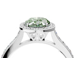 White gold Fancy Green Oval Cut Halo Round Diamond Pavé Band with Four-Prong Setting_19