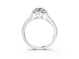 White gold Fancy Green Oval Cut Halo Round Diamond Pavé Band with Four-Prong Setting_24