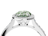 White gold Fancy Green Oval Cut Halo Round Diamond Pavé Band with Four-Prong Setting_25