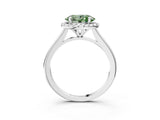 White gold Fancy Green Oval Cut Halo Round Diamond Solitaire Engagement Ring with Pave Band and Four-Prong Setting_27