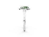 White gold Fancy Green Oval Cut Halo Round Diamond Solitaire Ring with Pavé Band and Four-Prong Setting_2