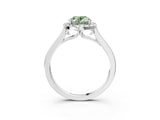 White gold Fancy Green Oval Cut Halo Round Diamond Solitaire Ring with Pavé Band and Four-Prong Setting_3