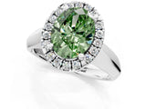 White gold Fancy Green Oval  Cut Halo Solitaire Engagement Ring with Square Band and Four-Prong Setting_121