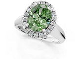 White gold Fancy Green Oval  Cut Halo Solitaire Engagement Ring with Square Band and Four-Prong Setting_126