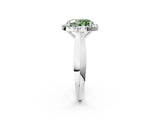 White gold Fancy Green Oval  Cut Halo Solitaire Engagement Ring with Square Band and Four-Prong Setting_128