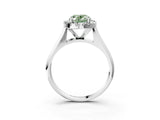 White gold Fancy Green Oval  Cut Halo Solitaire Engagement Ring with Square Band and Four-Prong Setting_128
