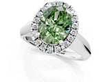White gold Fancy Green Oval  Cut Halo Solitaire Engagement Ring with Square Band and Four-Prong Setting_13