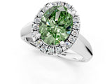 White gold Fancy Green Oval  Cut Halo Solitaire Engagement Ring with Square Band and Four-Prong Setting_85