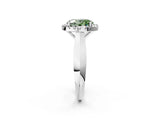 White gold Fancy Green Oval  Cut Halo Solitaire Engagement Ring with Square Band and Four-Prong Setting_86