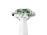 White gold Fancy Green Oval  Cut Halo Solitaire Engagement Ring with Square Band and Four-Prong Setting_89