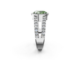 White gold Fancy Green Oval  Cut Halo Split Shank Diamond Ring with Four-Prong Setting_47