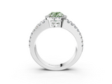 White gold Fancy Green Oval  Cut Halo Split Shank Diamond Ring with Four-Prong Setting_48