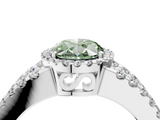 White gold Fancy Green Oval  Cut Halo Split Shank Diamond Ring with Four-Prong Setting_49