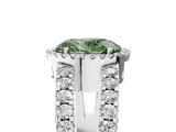 White gold Fancy Green Oval  Cut Halo Split Shank Diamond Ring with Four-Prong Setting_50