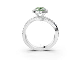 White gold Fancy Green Oval  Cut Halo Split Shank Prong Setting Ring_54
