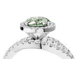 White gold Fancy Green Oval  Cut Halo Split Shank Prong Setting Ring_55