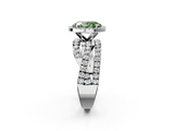 White gold Fancy Green Oval  Cut Halo Split Shank Prong Setting Ring_63