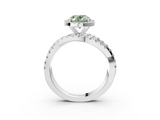 White gold Fancy Green Oval  Cut Halo Split Shank Prong Setting Ring_64