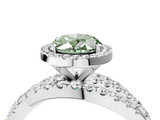 White gold Fancy Green Oval  Cut Halo Split Shank Prong Setting Ring_65