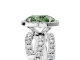 White gold Fancy Green Oval  Cut Halo Split Shank Prong Setting Ring_66