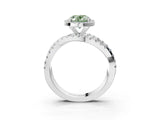 White gold Fancy Green Oval  Cut Halo Split Shank Prong Setting Ring_66