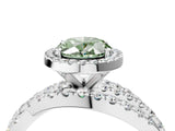 White gold Fancy Green Oval  Cut Halo Split Shank Prong Setting Ring_67