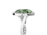White gold Fancy Green Oval Cut Halo Twist Band with Four-Prong Setting_77