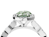 White gold Fancy Green Oval  Cut Halo Twisted Band Four-Prong Ring_24