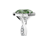 White gold Fancy Green Oval  Cut Halo Twisted Band Four-Prong Ring_25